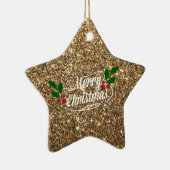 Gouden glitters, glanzend en fonkelend, Prettig ke Keramisch Ornament (Rechts)