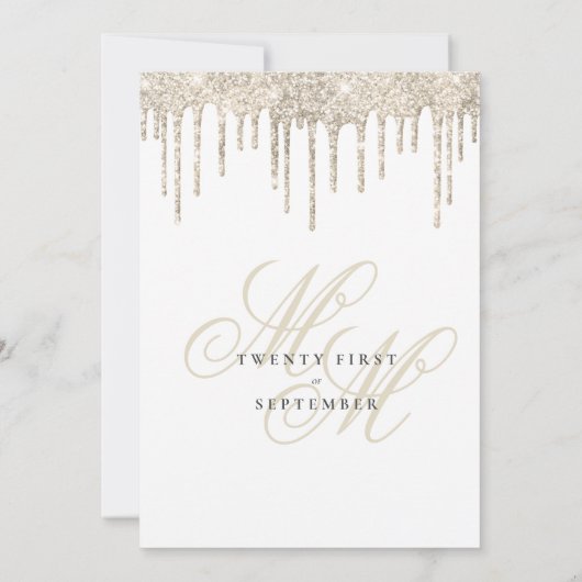 Gouden glitters glazuur monogram initiaal bruiloft kaart (Achterkant)