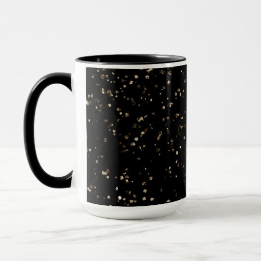 Gouden glitters op zwart mok (Links)