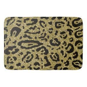 Gouden Glitters Print Zwart Luipaard Dier Luipaard Badmat