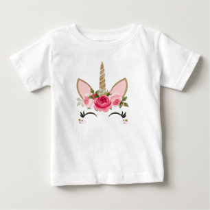 Gouden Glitters & Roze Bloemige Eenhoorn Trendy