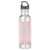 Gouden Glitters & Roze Bloemige Eenhoorn Trendy Waterfles (Achterkant)