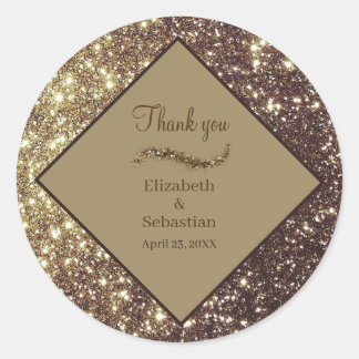 Gouden glitters sprankelend Dank u Ronde Sticker
