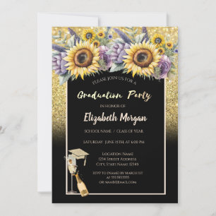 Gouden Glitters, Wijn, Glas, Zonnebloemen Violette Kaart