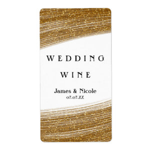 Gouden Glitters & Witte Glitters Elegante Wijnlabe Etiket