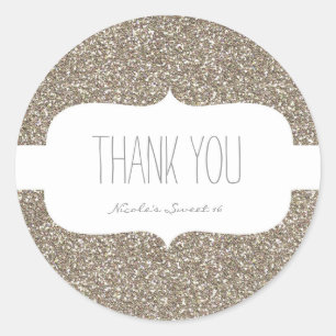 Gouden glitters witte verjaardagsfeest sticker