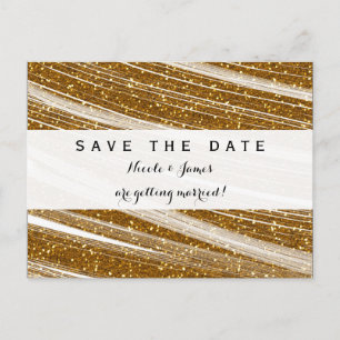 Gouden glittersparel witte save the date-ansichtka aankondigingskaart