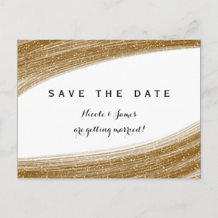 Gouden glittersparel witte save-the-date-ansichtka aankondigingskaart