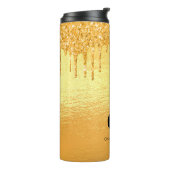 Gouden glittersparelmonogram thermosbeker (Gedraaid links)