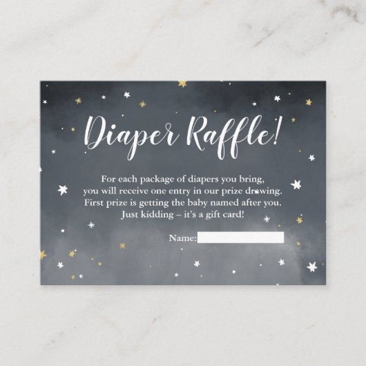 Gouden glittersterren waterverf chique luier loter informatiekaartje (Voorkant)