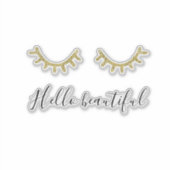 Gouden glitterwimpers sticker (Voorkant)