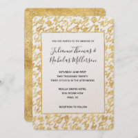 Gouden Glitz Abstracte Squiggles Bruiloft uitnodig