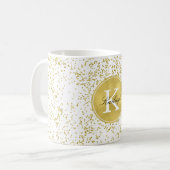 Gouden Glitz Confetti Monogram Koffiemok (Voorkant links)