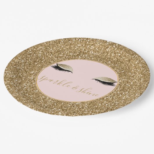 Gouden Glitz Ogen Papieren Bordje (Gekanteld)