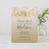 Gouden Glitzy Confetti Ombre Kaart (Staand voorkant)
