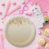 Gouden Glitzy Confetti Ombre Papieren Bordje (Feest)