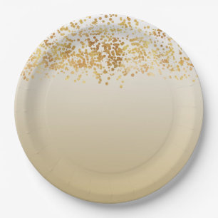 Gouden Glitzy Confetti Ombre Papieren Bordje
