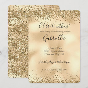 Gouden Glitzy Glitter Glans Confetti Uitnodiging