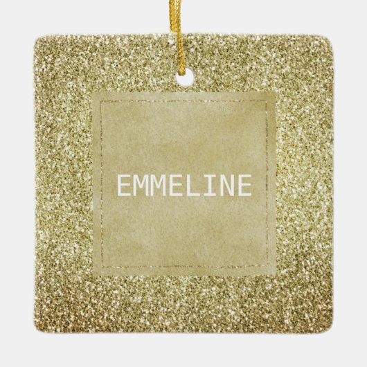 Gouden Glitzy Glitter Kerstnaam Keramisch Ornament (Voorkant)