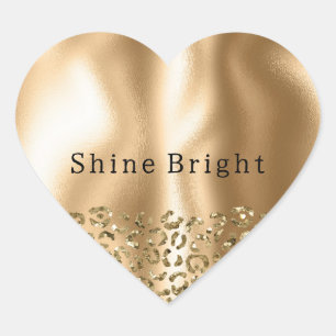 Gouden Glitzy Leopard Dierlijke Glam Hart Sticker
