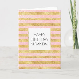 Gouden Glitzy  Roze Strepen Kaart