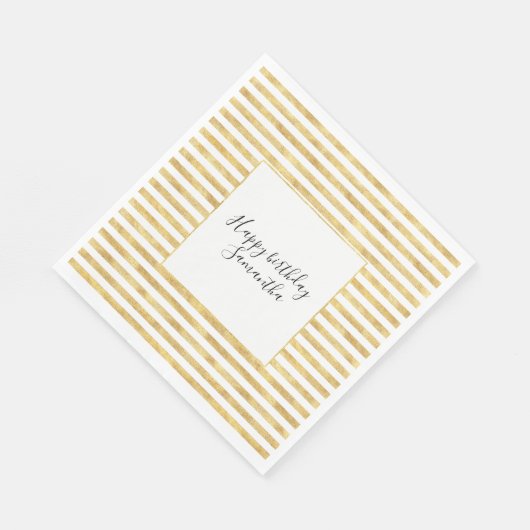 Gouden Glitzy Stripes Verjaardag Servetten (Hoek)
