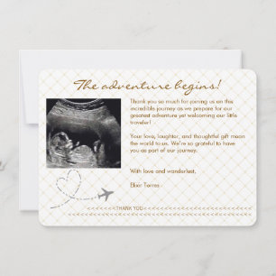 Gouden Globe Paspoort Reis Baby Shower Bedankkaart