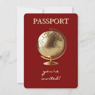 Gouden Globe Paspoort Reis Baby Shower Kaart