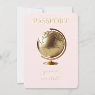 Gouden Globe Paspoort Reis Baby Shower Kaart
