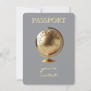 Gouden Globe Paspoort Reis Baby Shower Kaart
