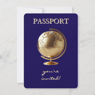 Gouden Globe Paspoort Reis Baby Shower Kaart