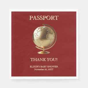 Gouden Globe Paspoort Reis Baby Shower Servet