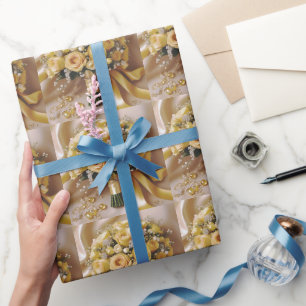 Gouden gloed: een honingzoete roos boeket van lief cadeaupapier
