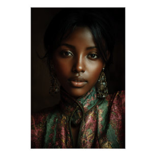 Gouden Gloed Melanine Koninklijke Hoofddoek Portre Perfect Poster