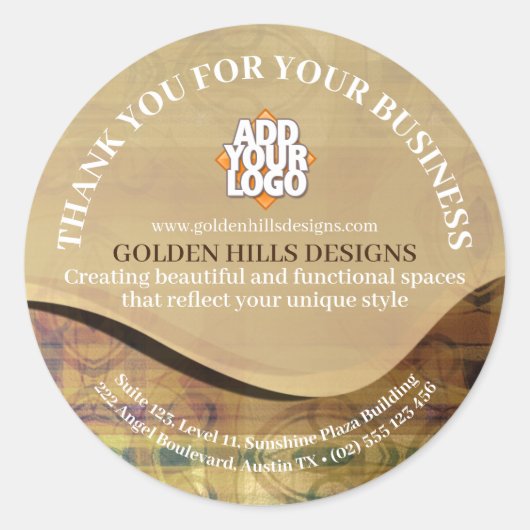 Gouden glooiende heuvels ronde sticker (Voorkant)