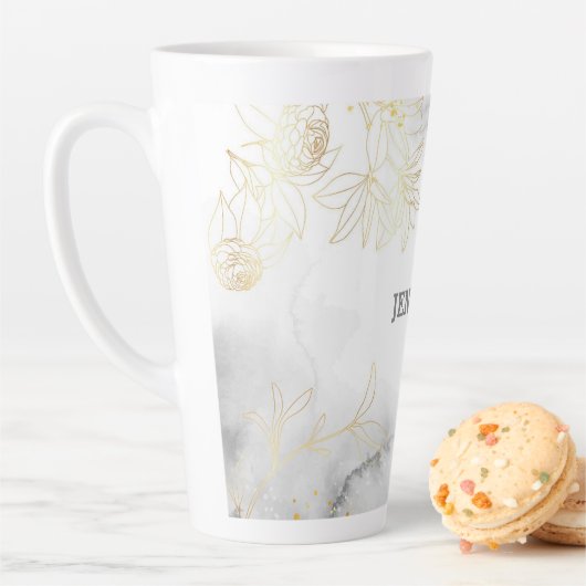 Gouden Glowers op gemarmerd Latte Mok (In situ)