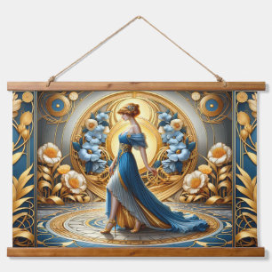 Gouden Godin in Art Nouveau Bloom Hangend Wandkleed