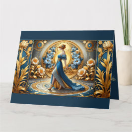 Gouden Godin in Art Nouveau Bloom Kaart