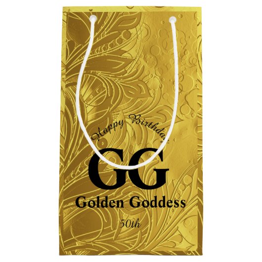 Gouden Godin Vier Gelukkig 50ste Verjaardagsfeest Klein Cadeauzakje (Voorkant)