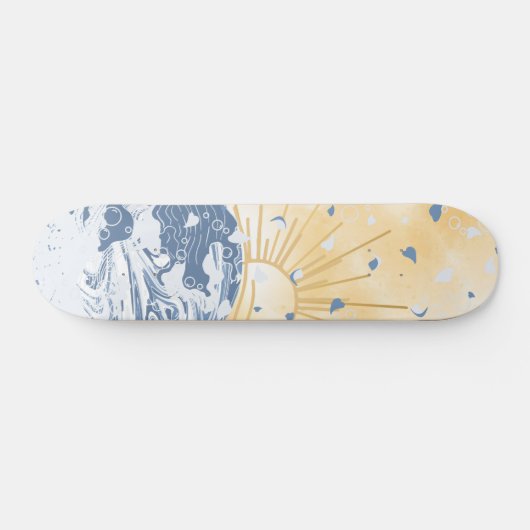 Gouden Golden Blue Aziatische zonsondergang zon & Skateboard (Horizontaal)