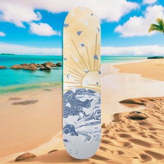 Gouden Golden Blue Aziatische zonsondergang zon &  Skateboard