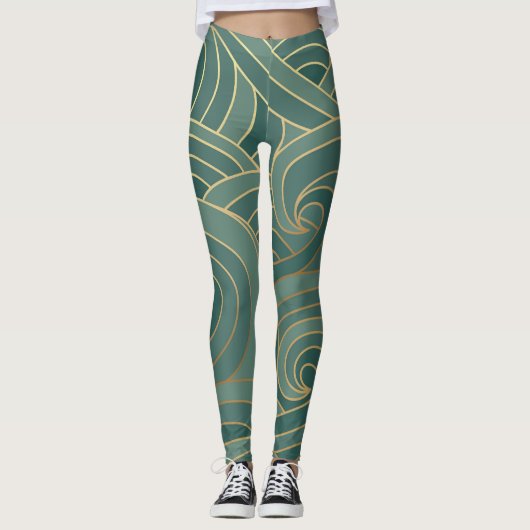Gouden golf: Traditionele Oosterse luxe Leggings (Voorkant)