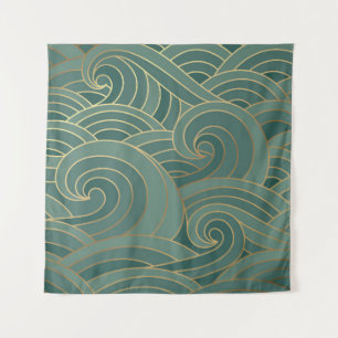 Gouden golf: Traditionele Oosterse luxe Wandkleed