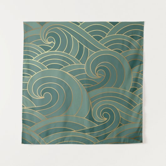 Gouden golf: Traditionele Oosterse luxe Wandkleed (Voorkant)