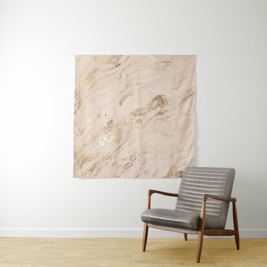 Gouden golven: Abstract marmer Wandkleed (In situ)