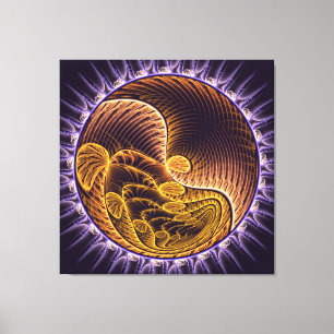 Gouden golven moderne kunst canvas afdruk