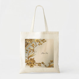 Gouden golvende bladeren bloememtassen tote bag