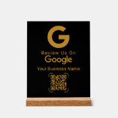 Gouden Google Review QR Code Zwart Acryl Bord (Voorkant)
