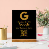 Gouden Google Review QR Code Zwart Acryl Bord (Huwelijk)