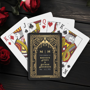 Gouden Gotische Vampier Kathedraal Wedding Favorie Pokerkaarten